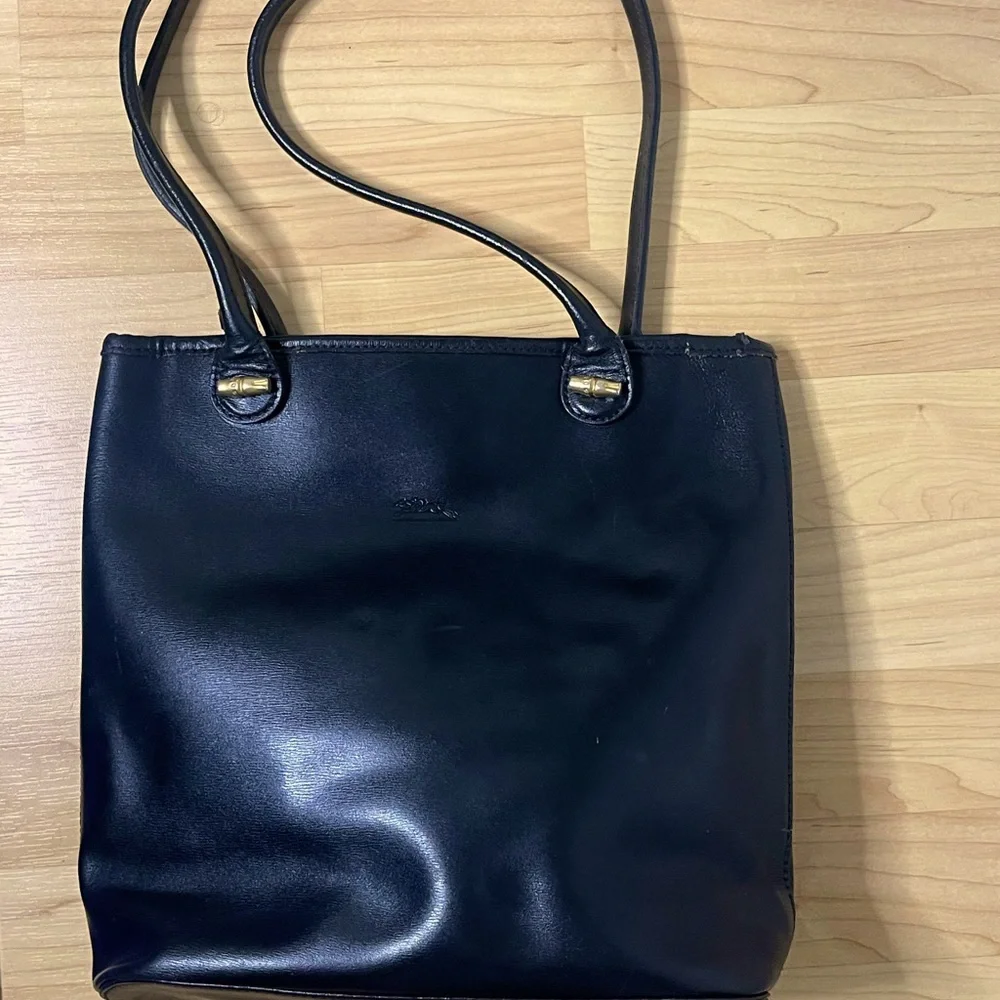 Longchamp bucket Bag with w/Bamboo gold Toggles shoulder bag with dust cover - Picture 1 of 8